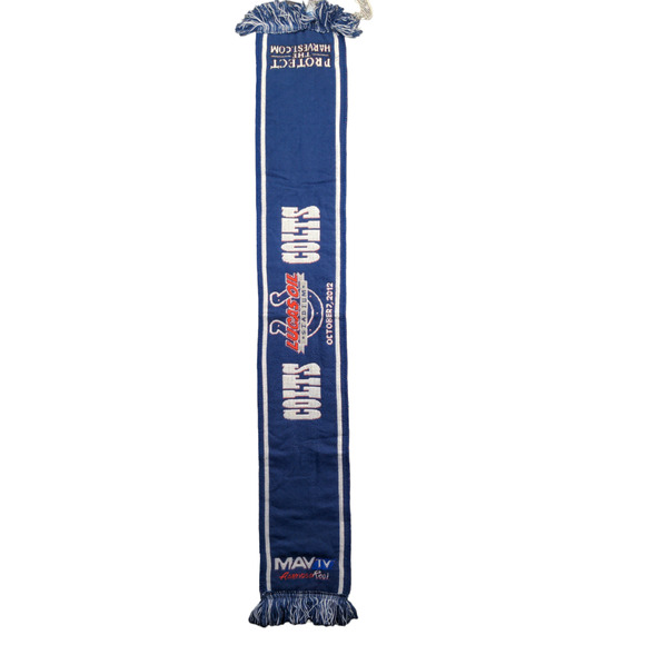 NFL Indianapolis Colts Men's Scarf Blue White Size 7x46 Fringe Knit Logo - Picture 1 of 7